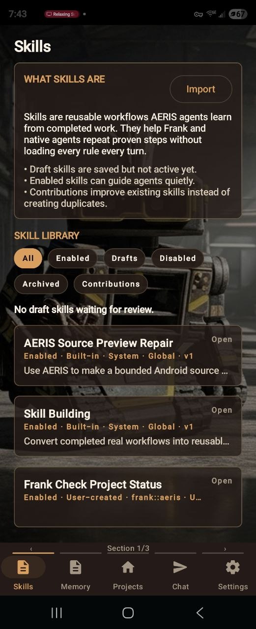 E:Voice Skills screen