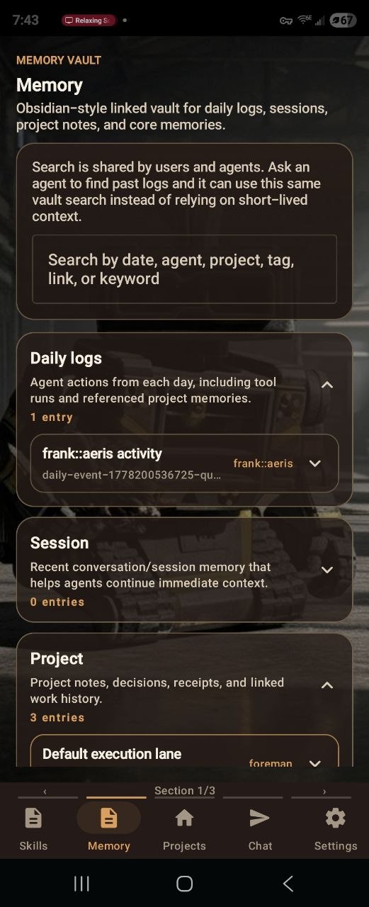 E:Voice Memory Vault screen