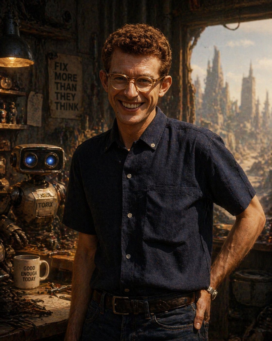 Frank in his workshop with Torx